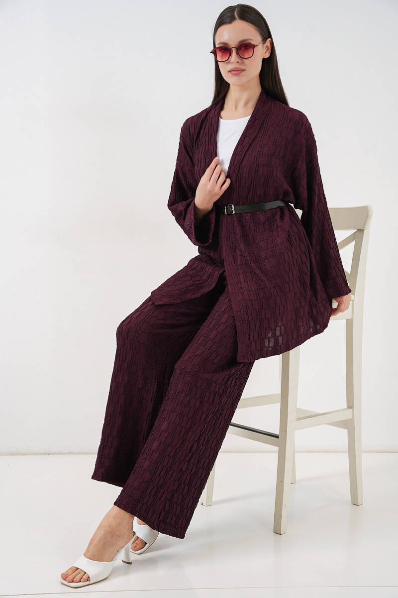 Kadın Kimono Pantolon İkili Takım 30078 - Bordo (1)