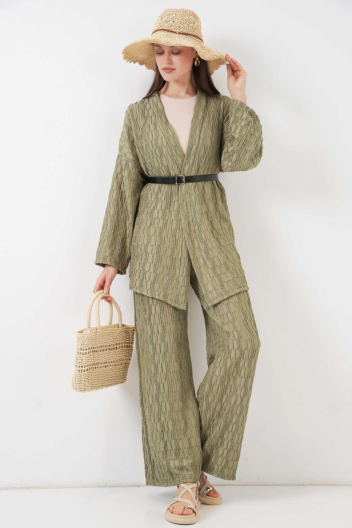 Kadın Kimono Pantolon İkili Takım 30078 - Çağla - BİGDART