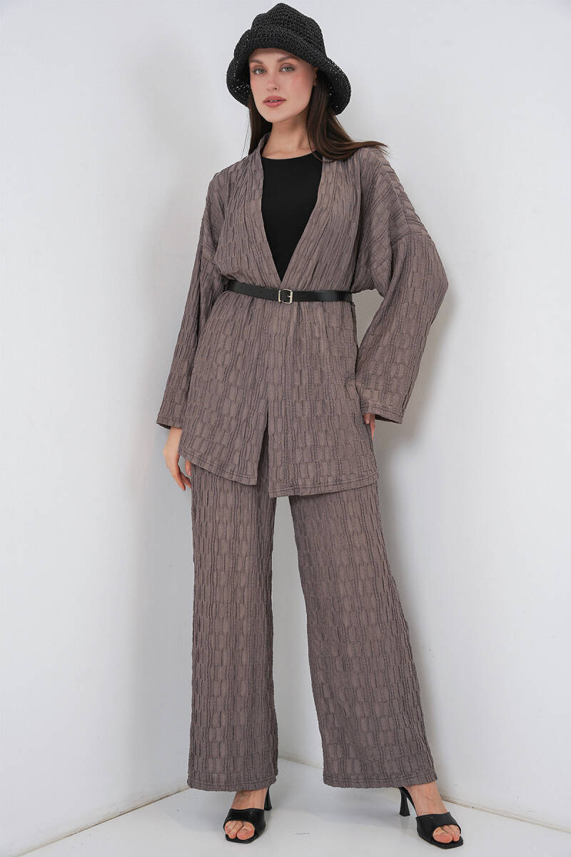 Kadın Kimono Pantolon İkili Takım 30078 - Füme - BİGDART