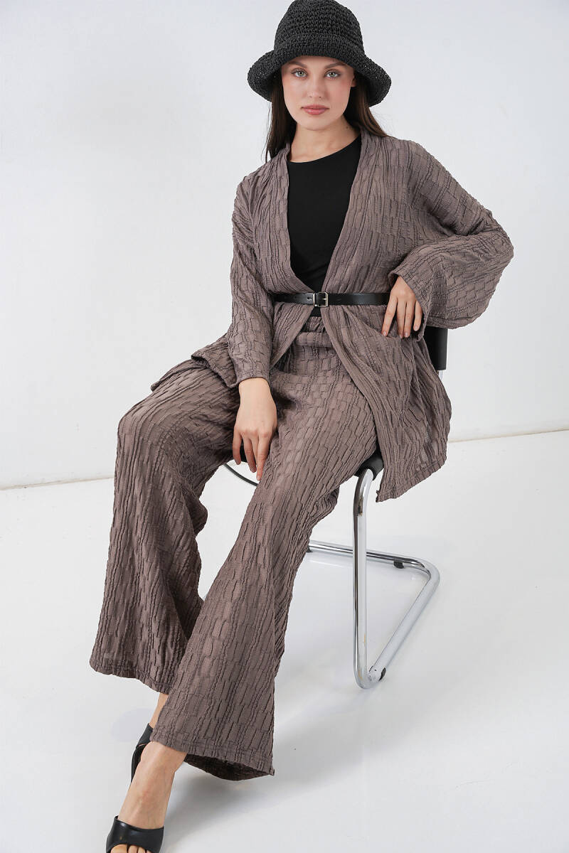 Kadın Kimono Pantolon İkili Takım 30078 - Füme (1)
