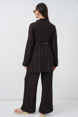Kadın Kimono Pantolon İkili Takım 30078 - Kahverengi - 8