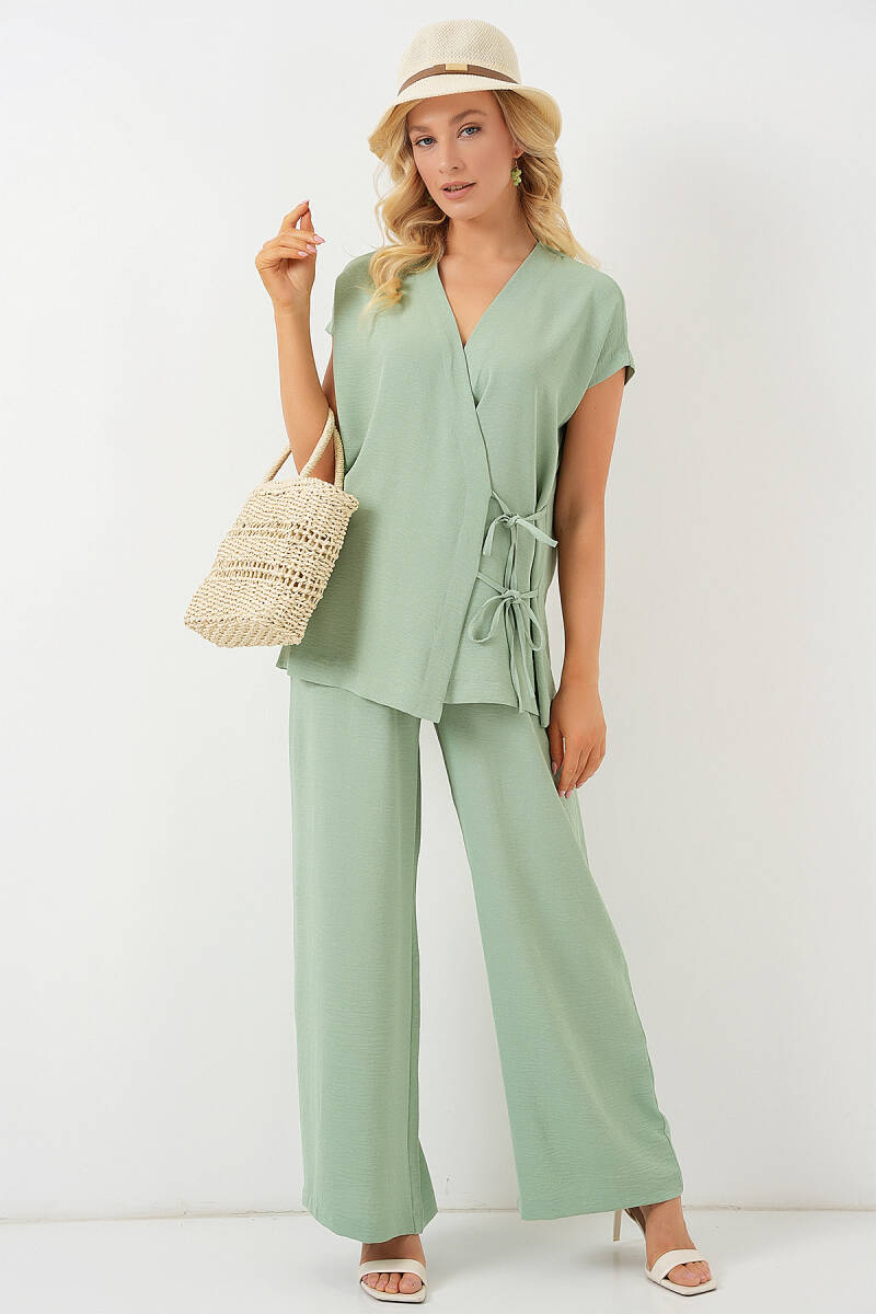 Kadın Kısa Kol Bağcıklı Ayrobin İkili Takım 6741 - E.Yeşil - BİGDART