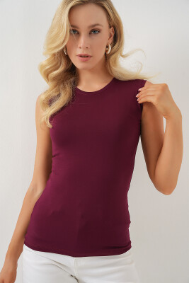 Kadın Kolsuz Body 4347 - Bordo - BİGDART