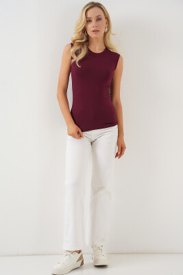 Kadın Kolsuz Body 4347 - Bordo - 2