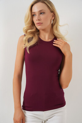 Kadın Kolsuz Body 4347 - Bordo - 4