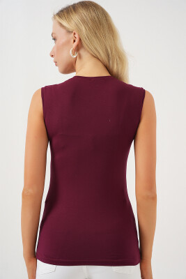 Kadın Kolsuz Body 4347 - Bordo - 6