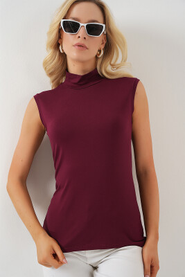 Kadın Kolsuz Body 4348 - Bordo 