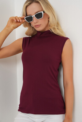 Kadın Kolsuz Body 4348 - Bordo - 3