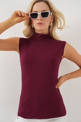 Kadın Kolsuz Body 4348 - Bordo - 4