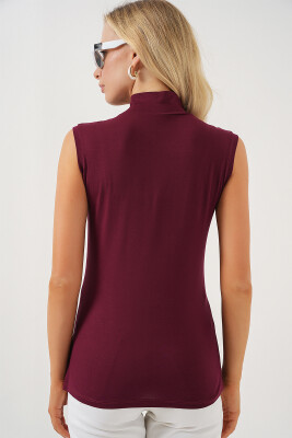 Kadın Kolsuz Body 4348 - Bordo - 6