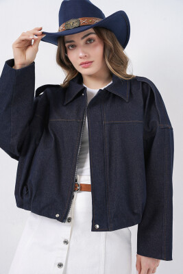 Kadın Kot Bomber Ceket 0737 - Lacivert - 4