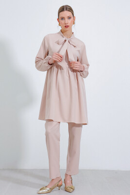Kadın Krem Örme Pantolon Tunik Alt Üst Takım 6654 - 3