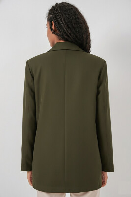 Kadın Kruvaze Yaka Blazer Ceket 0722 - Haki - 5