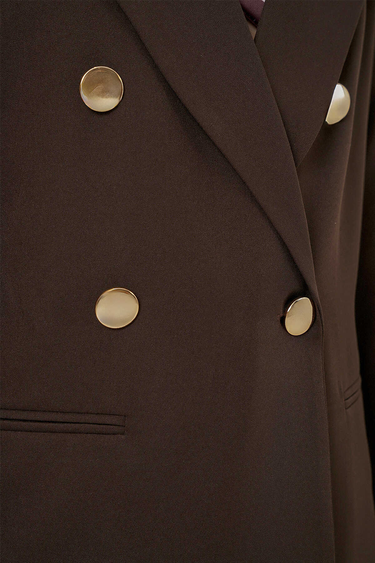 Kadın Kruvaze Yaka Blazer Ceket 0722 - Kahverengi - 5