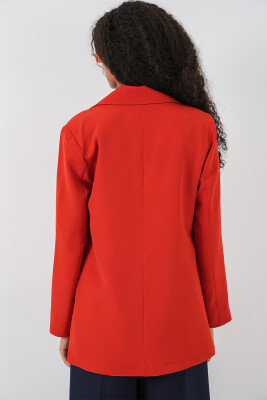 Kadın Kruvaze Yaka Blazer Ceket 0722 - Kiremit - 5