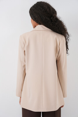 Kadın Kruvaze Yaka Blazer Ceket 0722 - Krem - 5