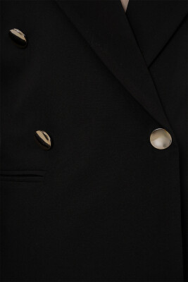 Kadın Kruvaze Yaka Blazer Ceket 0722 - Siyah - 6