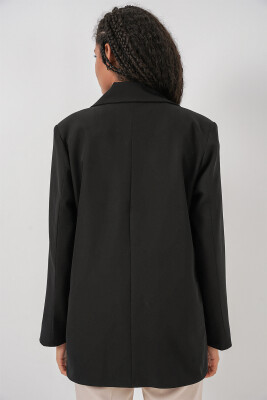 Kadın Kruvaze Yaka Blazer Ceket 0722 - Siyah - 7