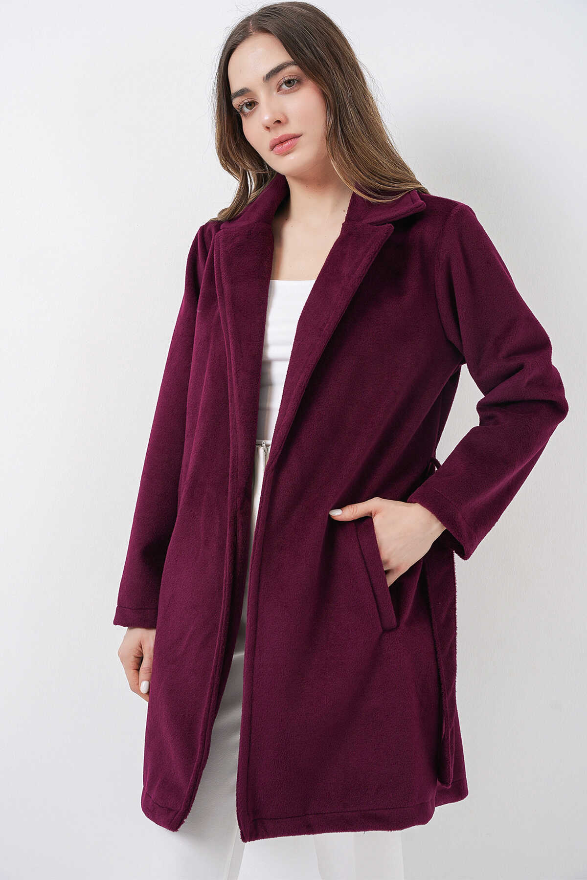 Kadın Kuşaklı Kaban 9171 - Bordo - 3