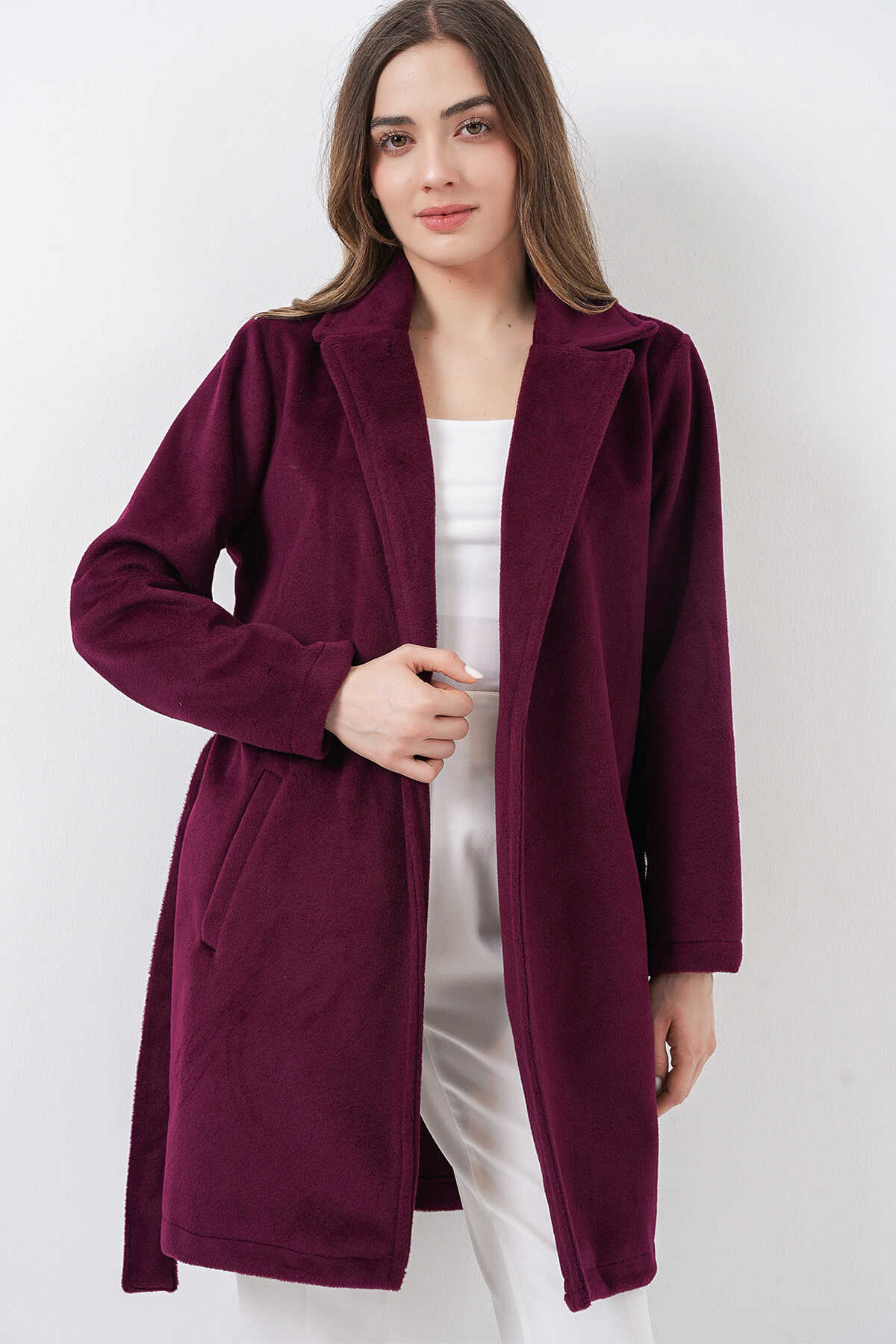 Kadın Kuşaklı Kaban 9171 - Bordo - 5
