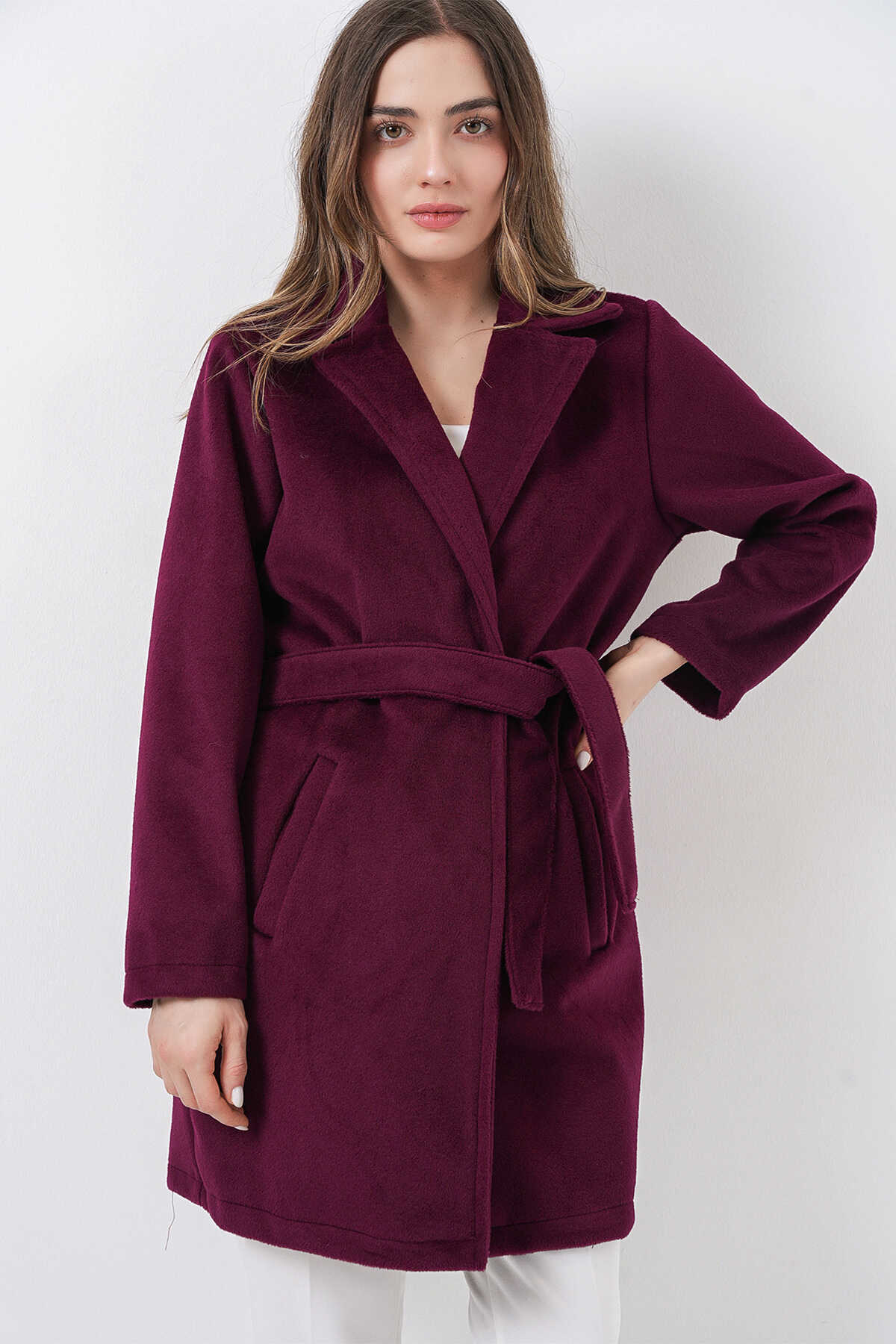 Kadın Kuşaklı Kaban 9171 - Bordo - 6