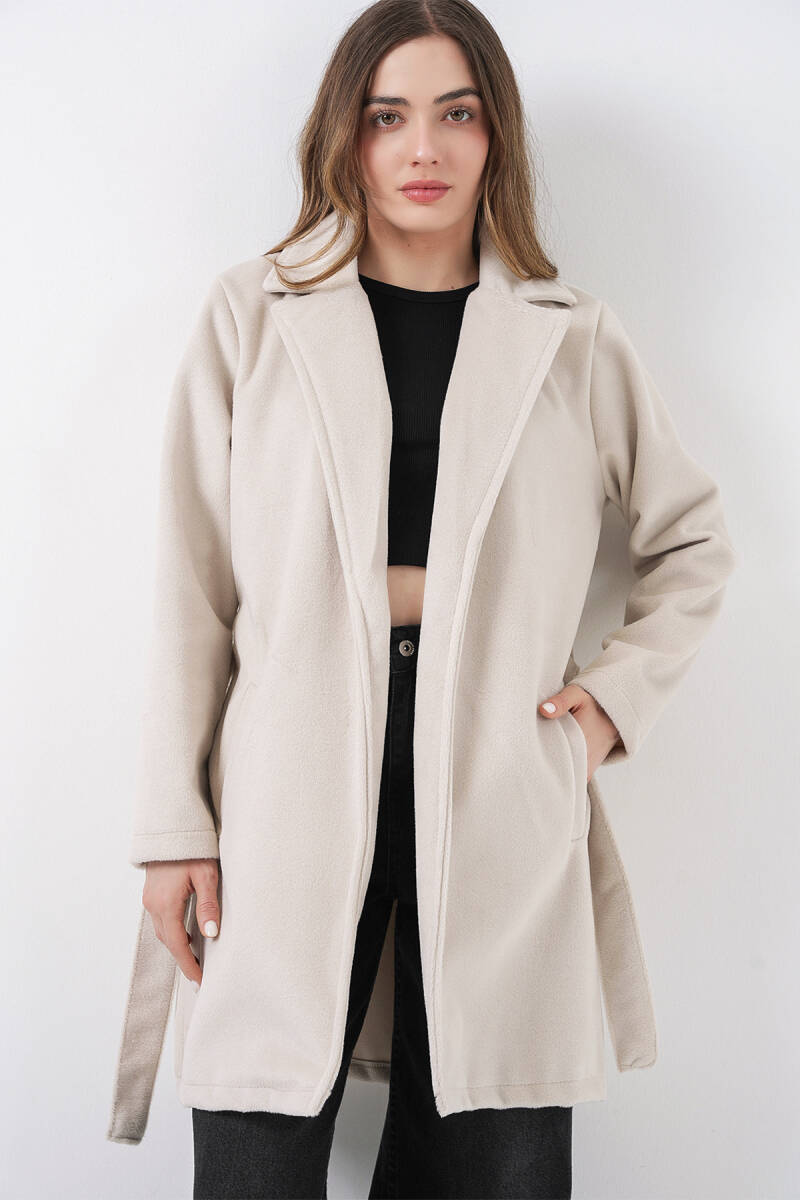Kadın Kuşaklı Kaban 9171 - Ekru - BİGDART