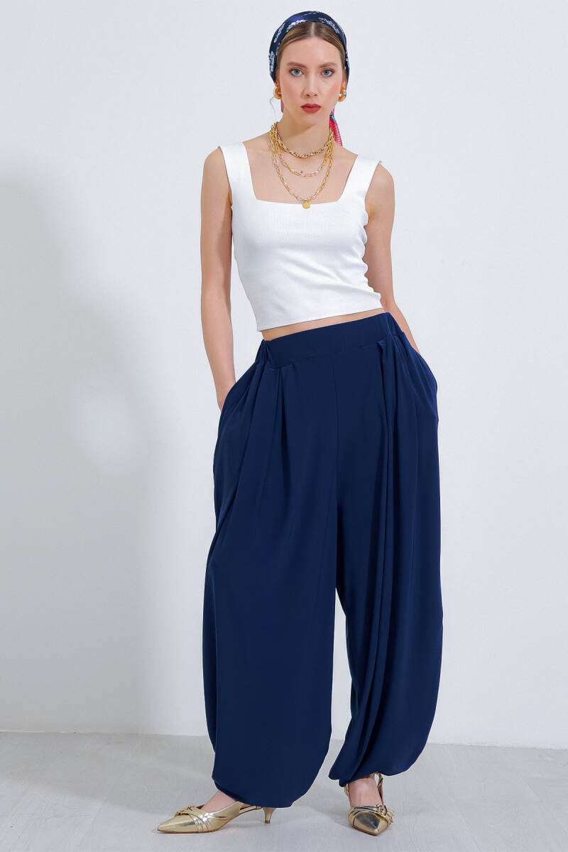 Kadın Lacivert Şalvar Pantolon 6659 - BİGDART