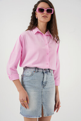 Kadın Mini Kot Etek 8037 - Mavi 