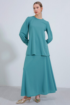 Kadın Mint Örme Etek Tunik Alt Üst Takım 8014 - BİGDART