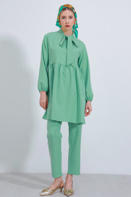 Kadın Mint Örme Pantolon Tunik Alt Üst Takım 6654 - 2