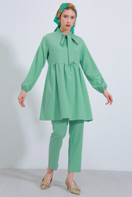 Kadın Mint Örme Pantolon Tunik Alt Üst Takım 6654 - 3