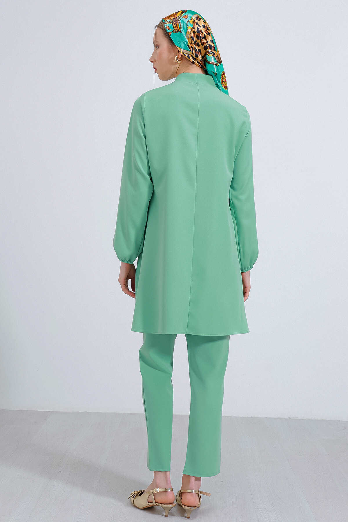 Kadın Mint Örme Pantolon Tunik Alt Üst Takım 6654 - 5