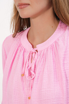 Kadın Nakışlı Oversize Bluz 1000 - Pembe - 4
