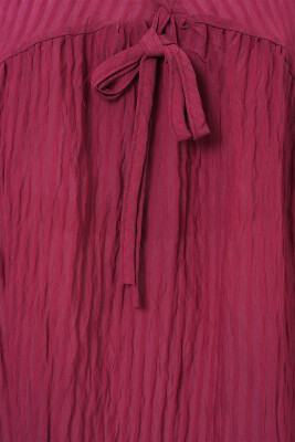 Kadın Önü Bağcıklı Uzun Kol Bluz 946 - Bordo - 5