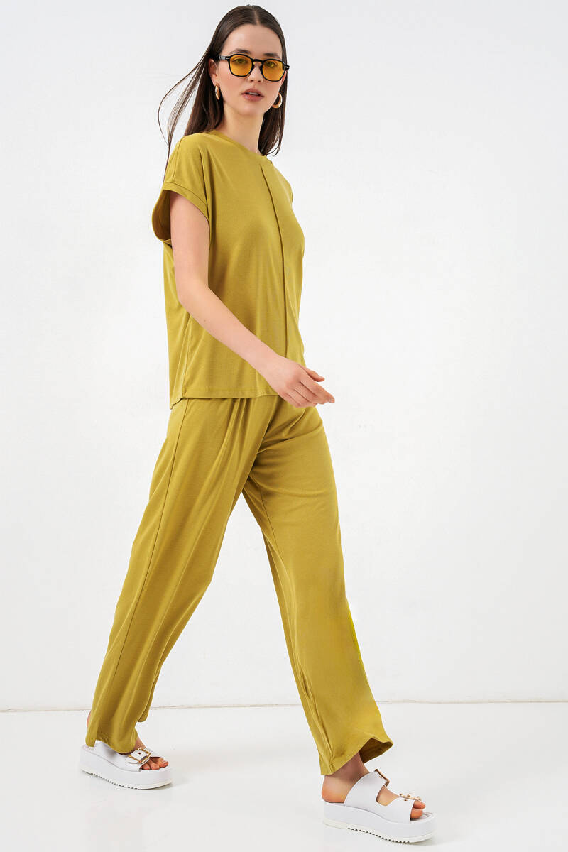 Kadın Örme Bluz Pantolon İkili Takım 30085 - E.Yeşil - BİGDART