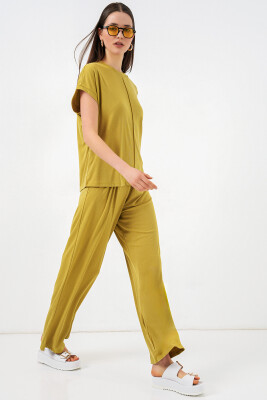 Kadın Örme Bluz Pantolon İkili Takım 30085 - E.Yeşil - BİGDART