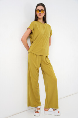Kadın Örme Bluz Pantolon İkili Takım 30085 - E.Yeşil - 4