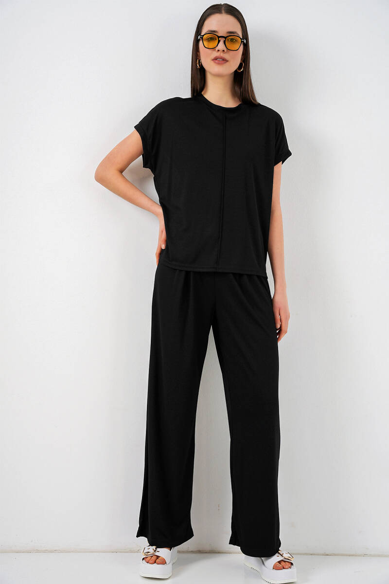 Kadın Örme Bluz Pantolon İkili Takım 30085 - Siyah - BİGDART
