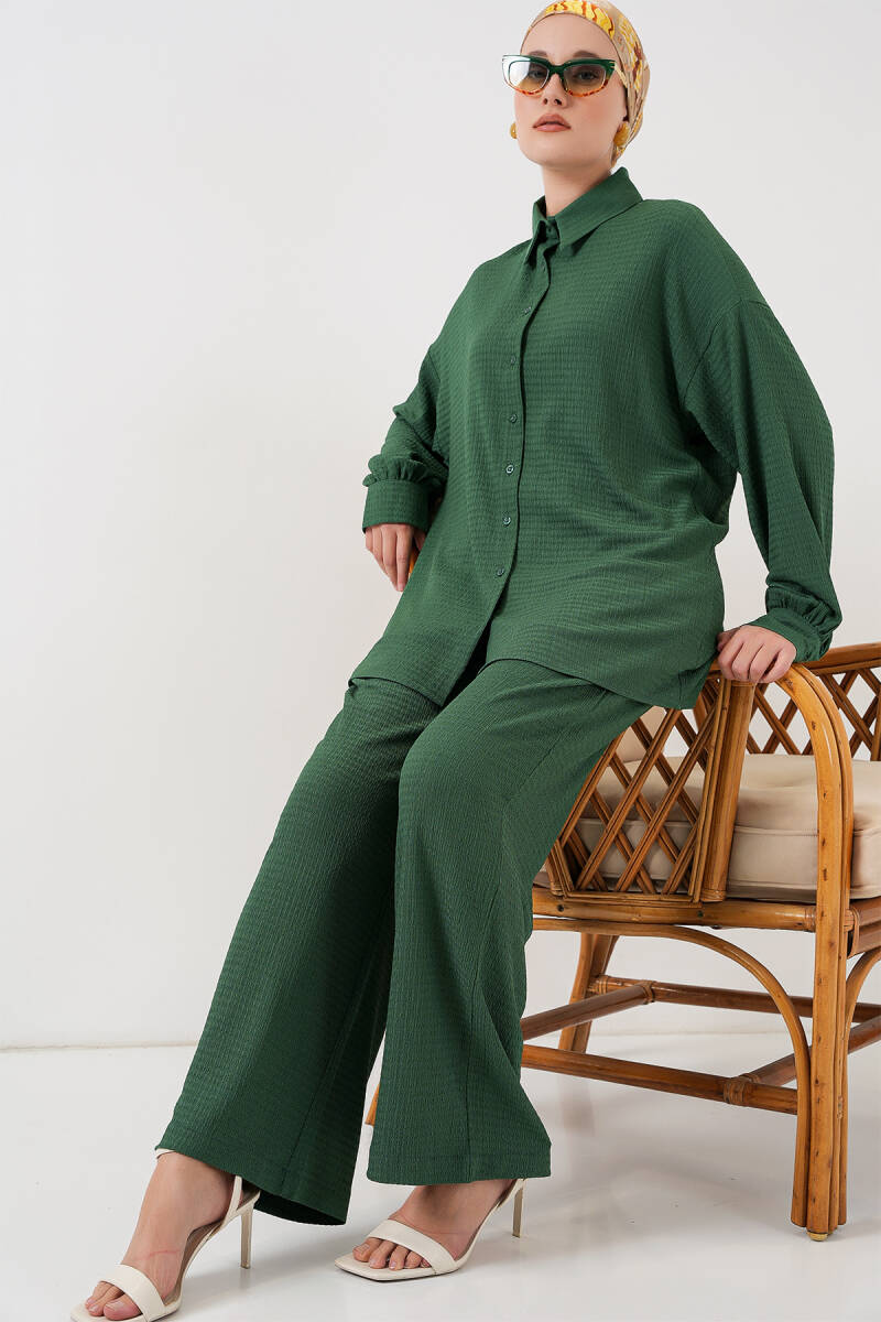 Kadın Örme Tesettür Alt Üst Takım 6711 - Zümrüt Yeşili - BİGDART