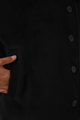 Kadın Oversize Astarlı Kısa Kaşe Ceket 0726 - Siyah - 5