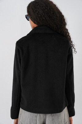 Kadın Oversize Astarlı Kısa Kaşe Ceket 0726 - Siyah - 6