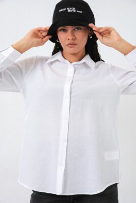 Kadın Oversize Basic Gömlek 20349 - Beyaz - 3