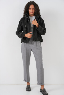 Kadın Oversize Bomber Ceket 0729 - Antrasit - 2