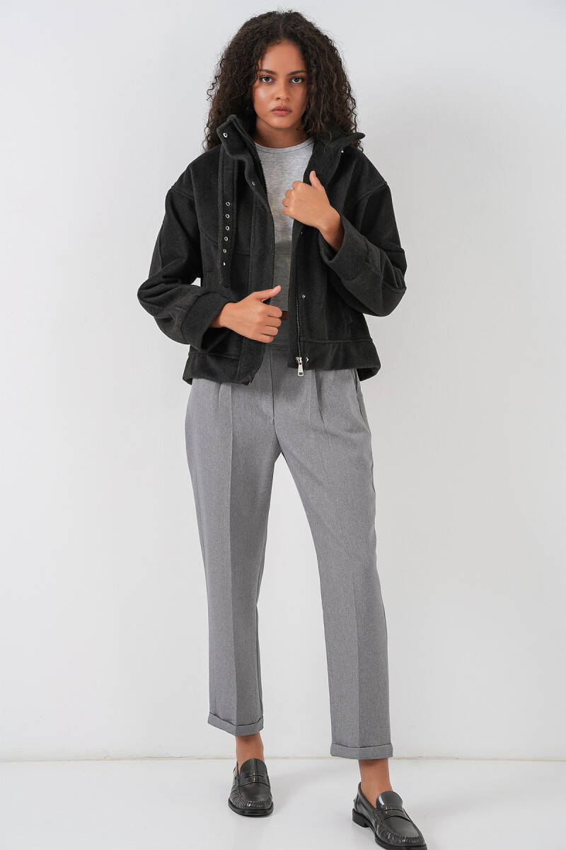 Kadın Oversize Bomber Ceket 0729 - Antrasit (1)
