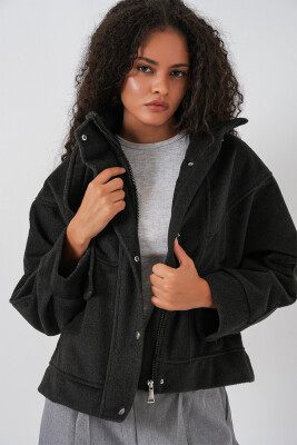 Kadın Oversize Bomber Ceket 0729 - Antrasit - 3