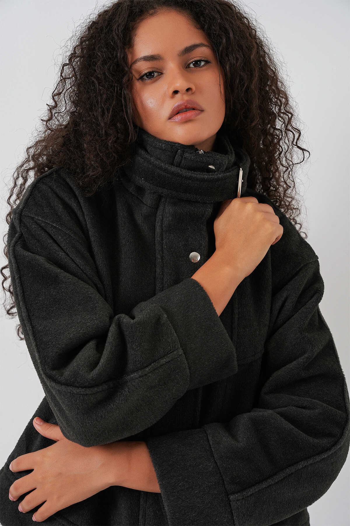 Kadın Oversize Bomber Ceket 0729 - Antrasit - 4