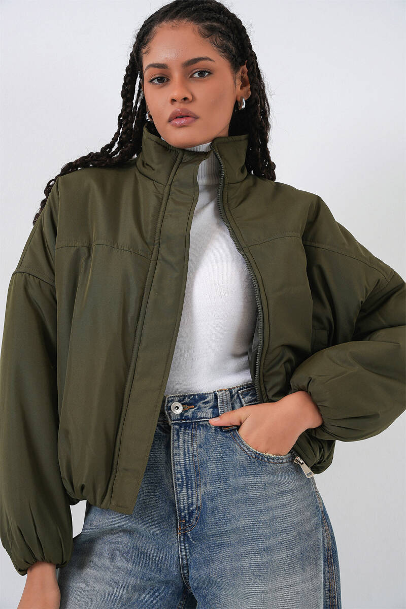 Kadın Oversize Bomber Şişme Mont 5124 - Haki - BİGDART