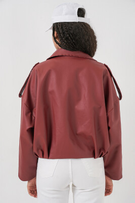 Kadın Oversize Deri Ceket 1055 - Kiremit - 7