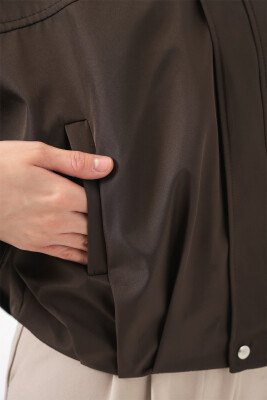 Kadın Oversize Kısa Ceket 0732 - Kahverengi - 6