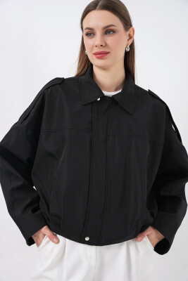 Kadın Oversize Kısa Ceket 0732 - Siyah - 1